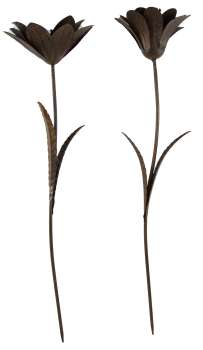 Preview: Wunderschönes 2er Set Gartenstecker Blume braun